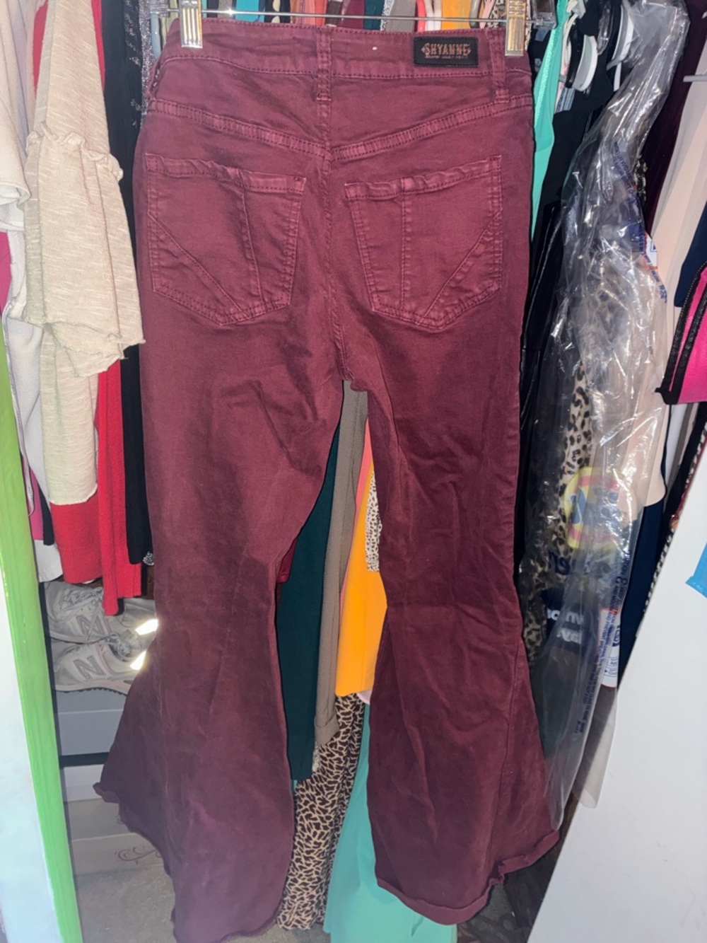 Shyanne Maroon Flare Jeans - Picture 3 of 3